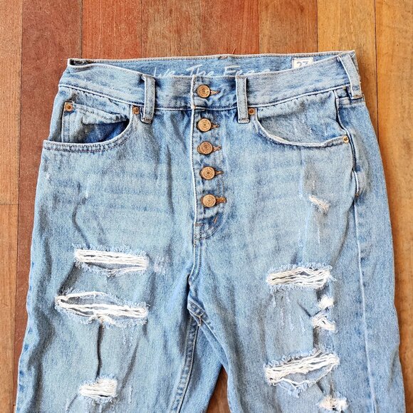 Free People We The Free High Waisted Ripped Button Fly Jeans Size 27 - Picture 7 of 16